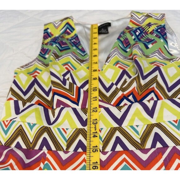 Spense Womens A Line Dress Pink Green Geometric Retro Pleated Skirt Design SZ 4 - Picture 6 of 12